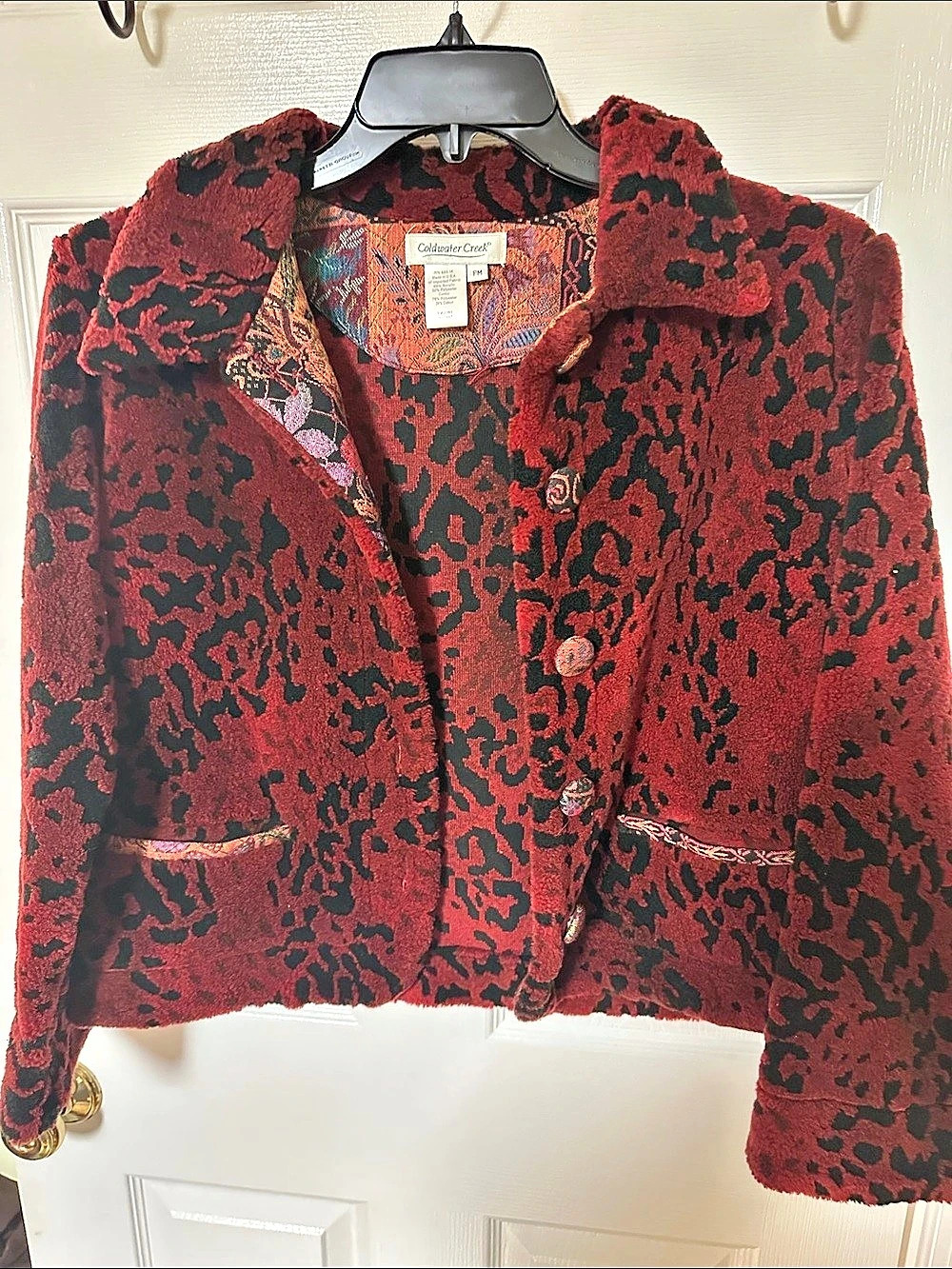 Coldwater Creek Animal Print Blazer in Red & Black Like New